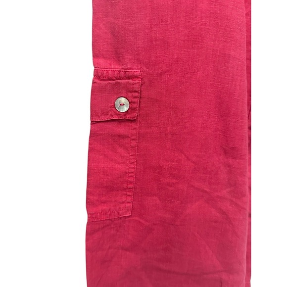 Bryn Walker 100% Linen Wide Leg Pants Medium Beige Red USA Elastic Waist #J7-5 - Picture 5 of 11